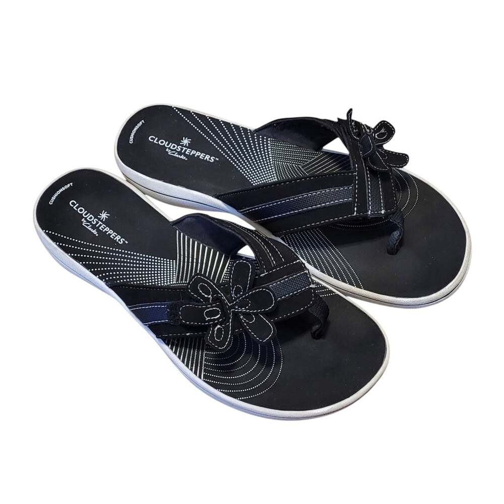 Clarks Cloudsteppers Brinkley Flora Black Sandals Size 9